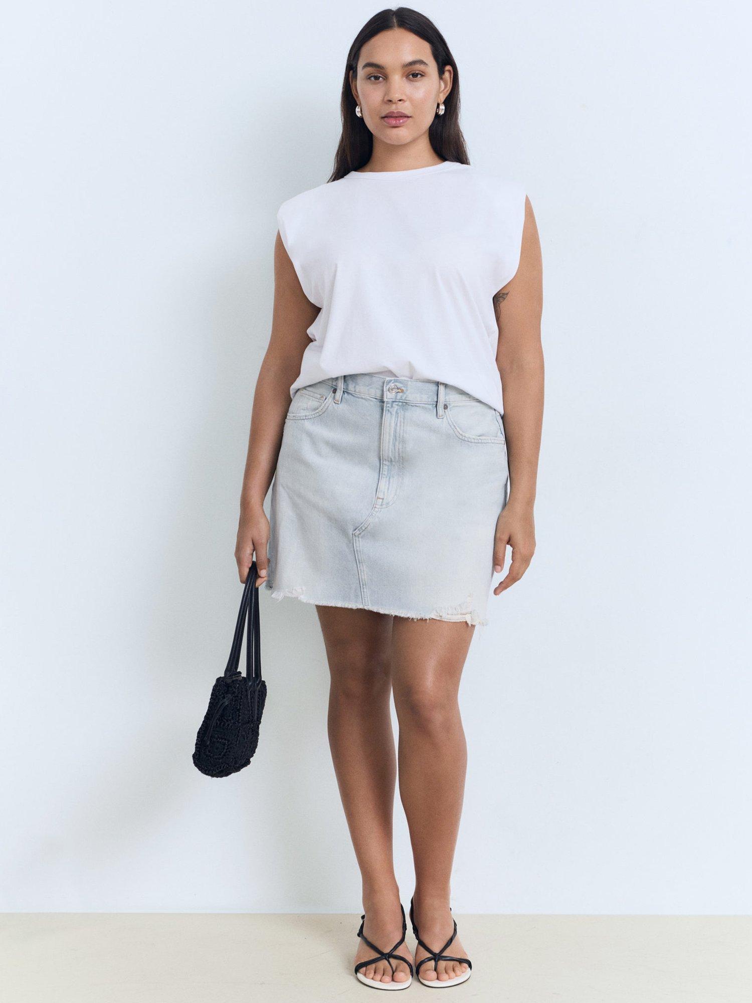 Product image 7 of 8, which shows Mango Elena Denim Mini Skirt, Sky Blue, M