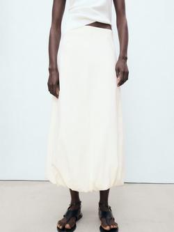Mango Globe Long Balloon Skirt, Natural White, Natural White
