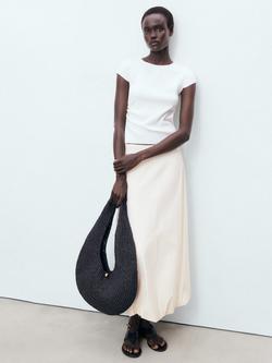 Mango Globe Long Balloon Skirt, Natural White - view 2, Natural White