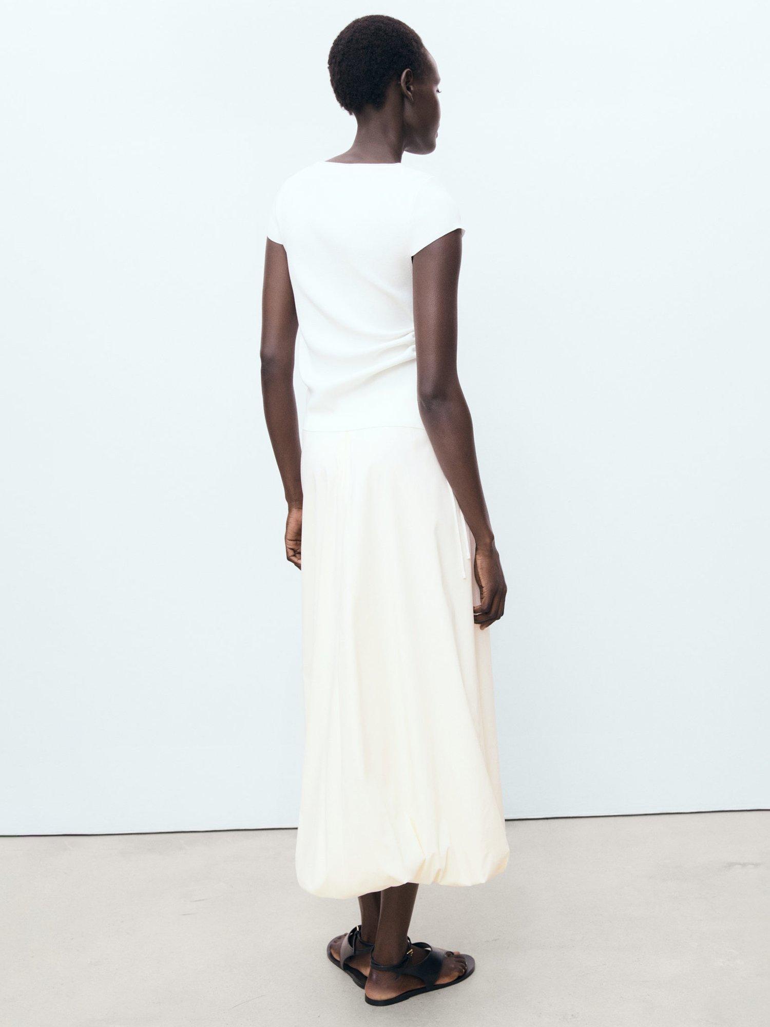 Product image 4 of 8, which shows Mango Globe Long Balloon Skirt, Natural White, L