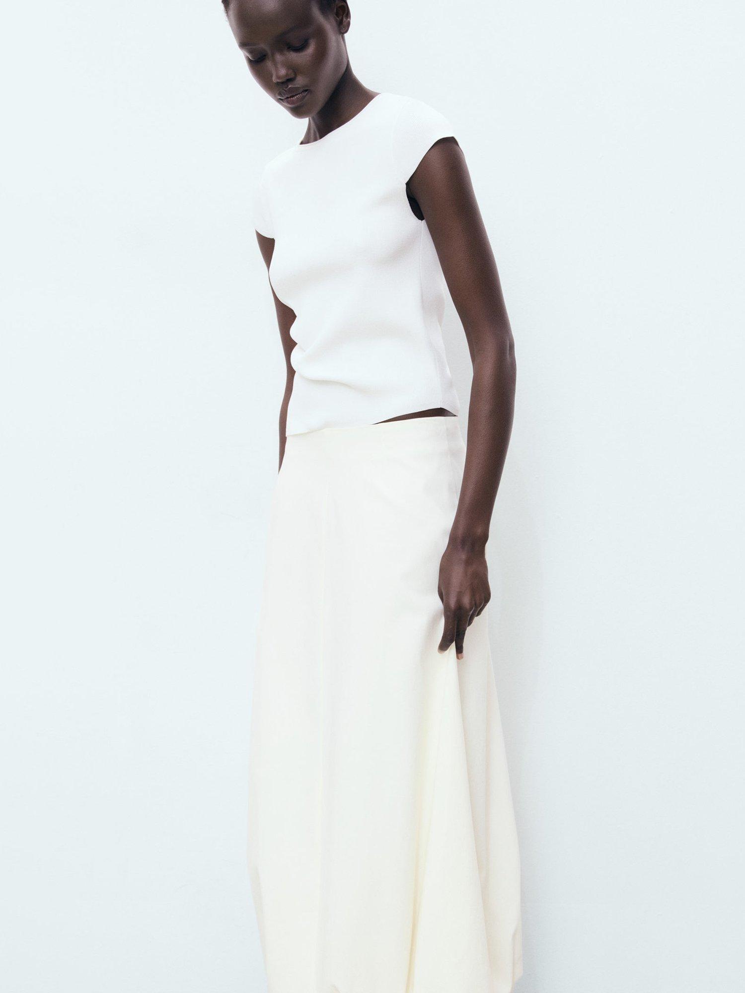 Product image 7 of 8, which shows Mango Globe Long Balloon Skirt, Natural White, L