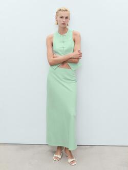Mango Laguna Linen Blend Straight Skirt, Green - view 2, Green