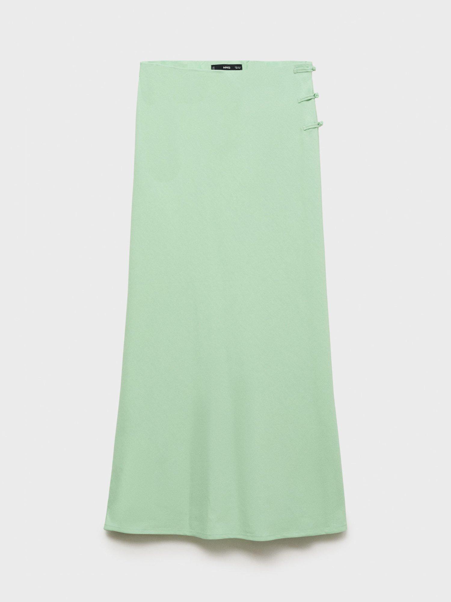 Product image 3 of 8, which shows Mango Laguna Linen Blend Straight Skirt, Green, L