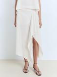 Mango Limon Cotton Striped Asymmetric Skirt, Natural White