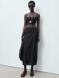 Mango Luisa Embroidered Midi Skirt, Black