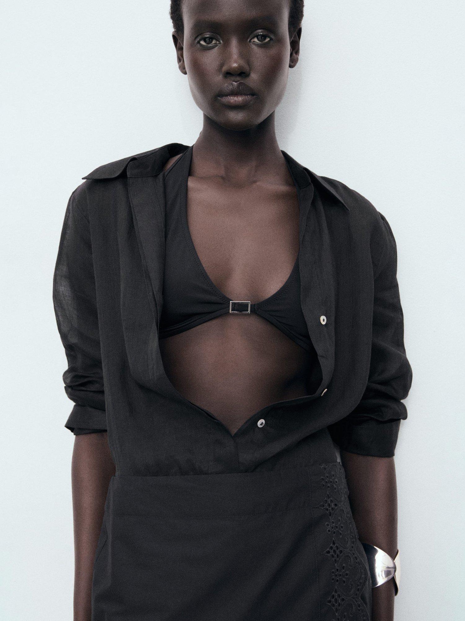 Product image 7 of 8, which shows Mango Luisa Embroidered Midi Skirt, Black, L