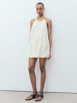 Mango Tania-H Embroidered Sleeveless Mini Dress, Natural White - view 2, Natural White