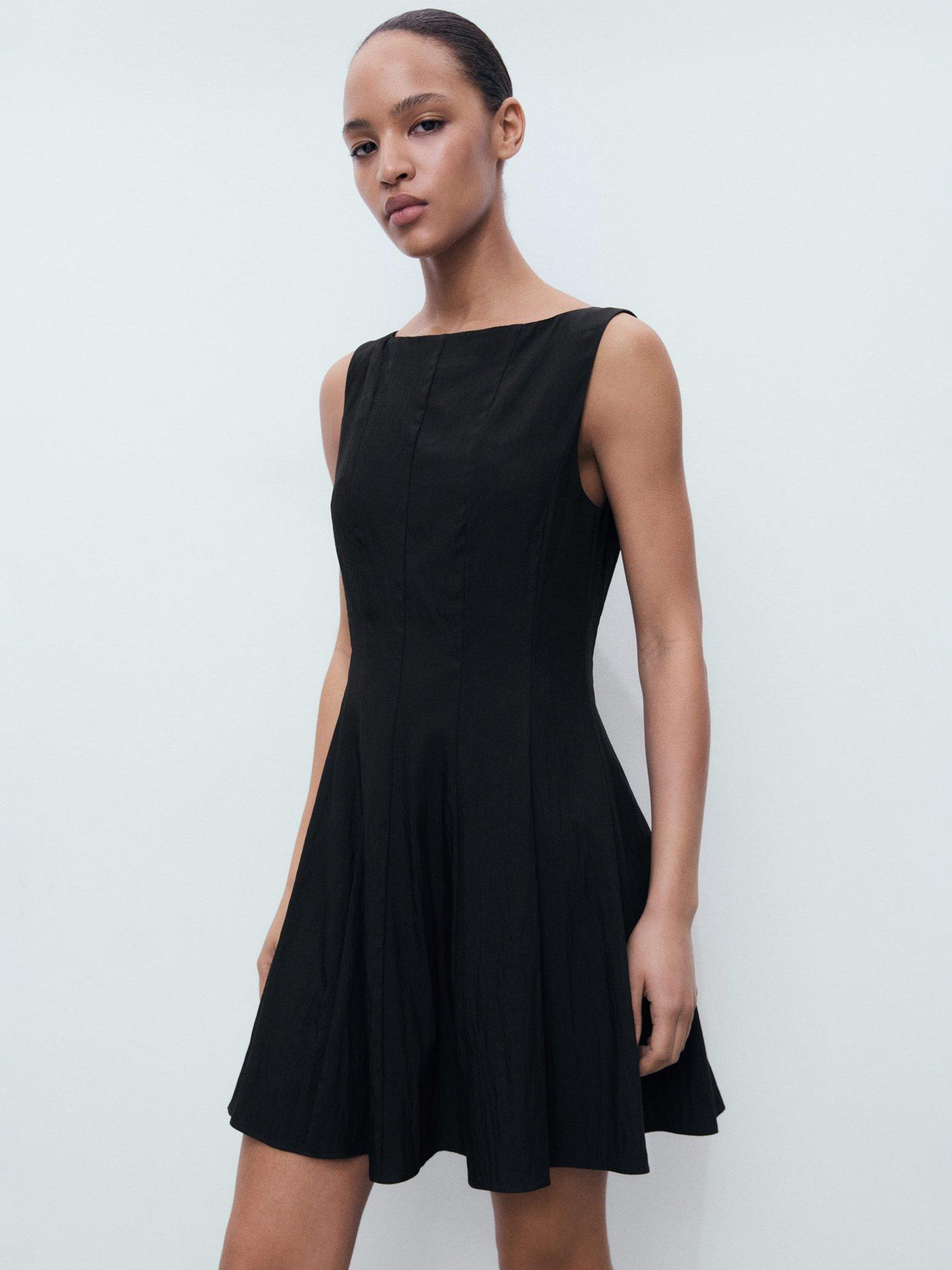 Product image 1 of 8, which shows Mango Terry Boat Neck Sleeveless Mini Dress, Black, 10