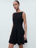 Mango Terry Boat Neck Sleeveless Mini Dress, Black