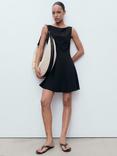 Mango Terry Boat Neck Sleeveless Mini Dress, Black