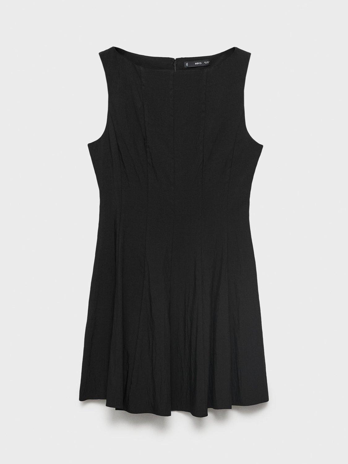 Product image 3 of 8, which shows Mango Terry Boat Neck Sleeveless Mini Dress, Black, 10