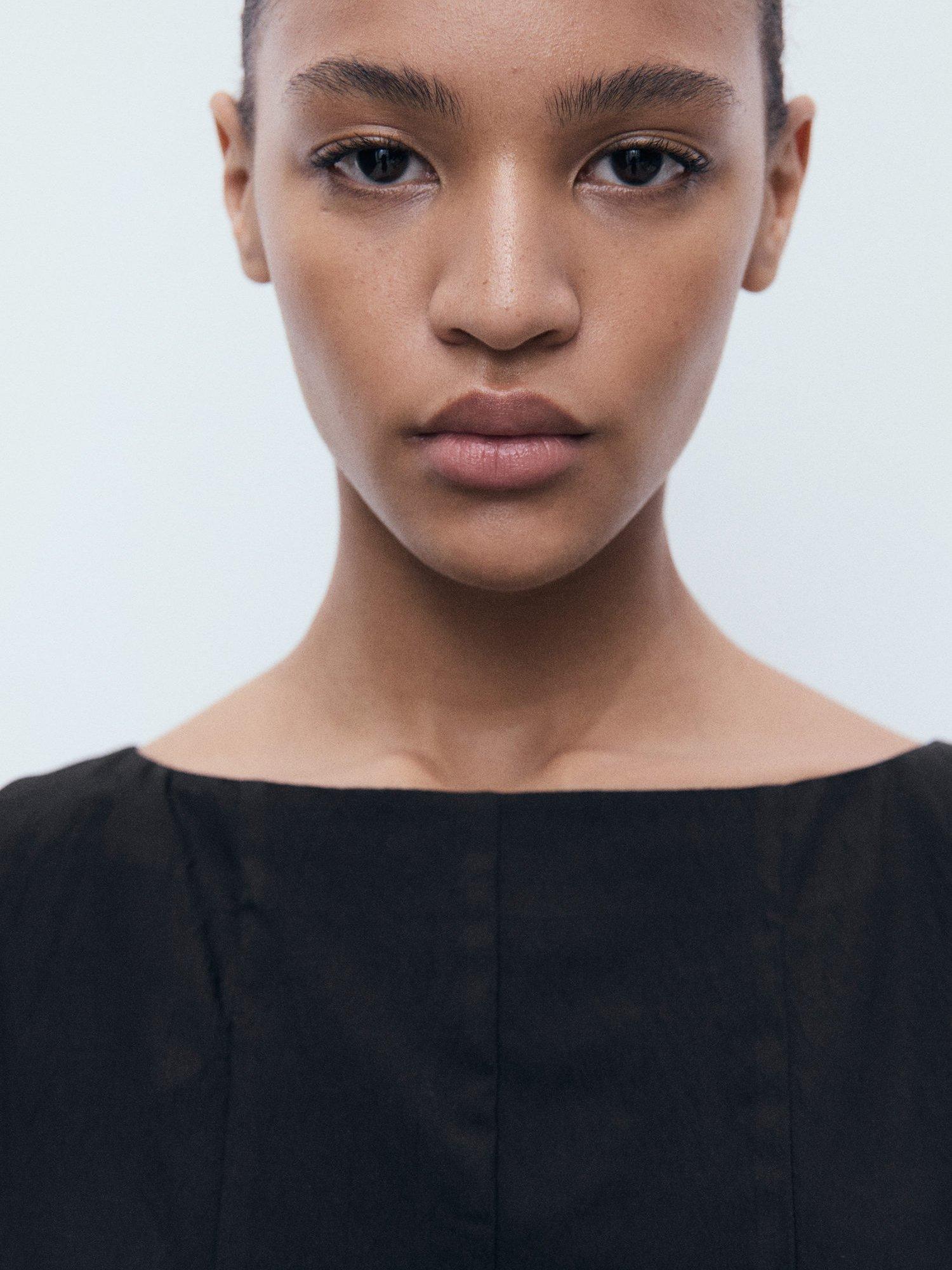 Product image 6 of 8, which shows Mango Terry Boat Neck Sleeveless Mini Dress, Black, 10