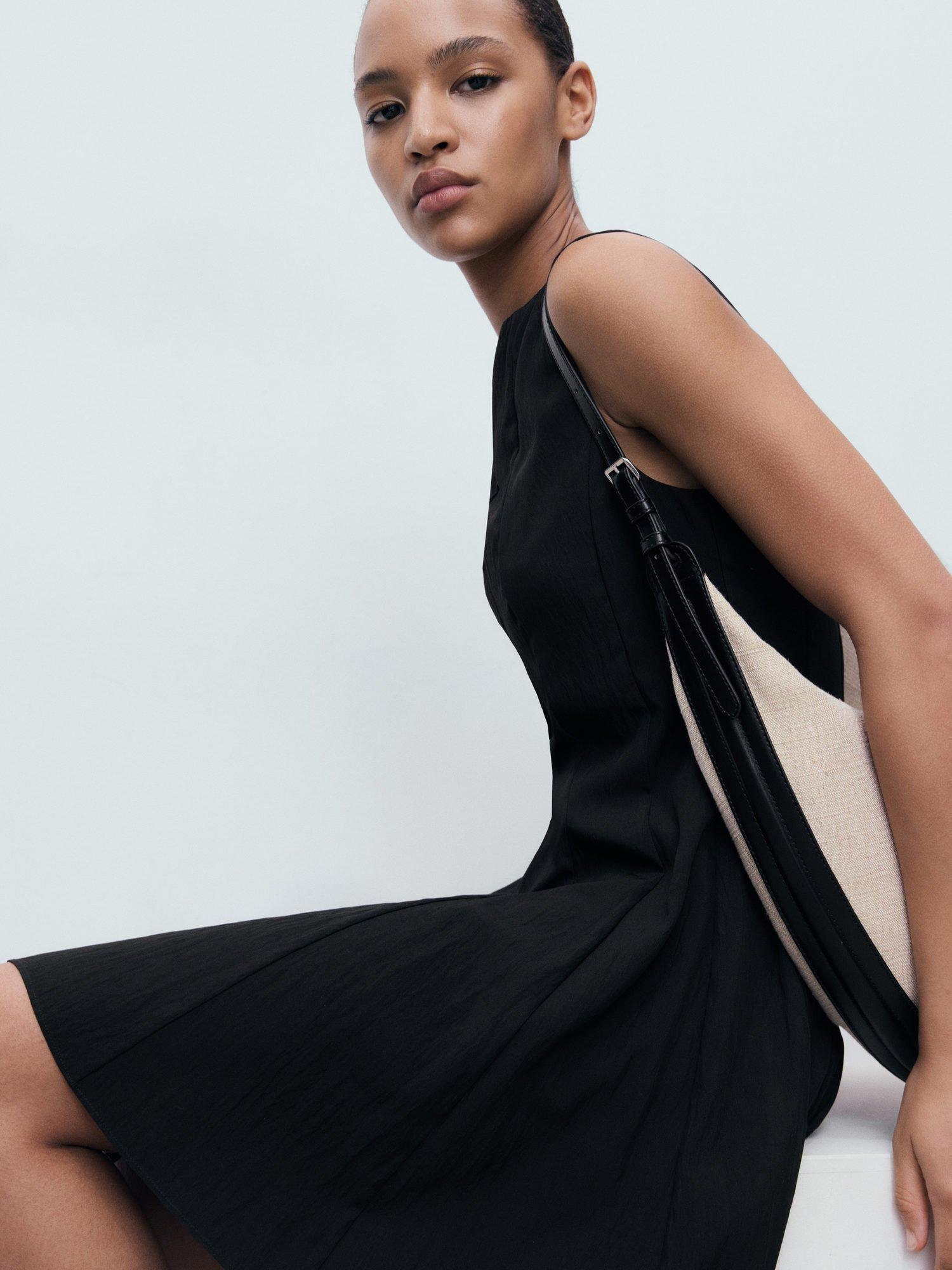 Product image 7 of 8, which shows Mango Terry Boat Neck Sleeveless Mini Dress, Black, 10