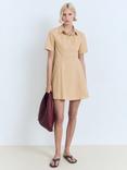 Mango Tomy-H Cotton Mini Shirt Dress, Medium Brown