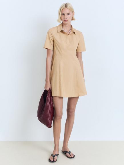 Mango Tomy-H Cotton Mini Shirt Dress, Medium Brown - view 2, Medium Brown