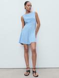 Mango Terry Boat Neck Sleeveless Mini Dress, Medium Blue