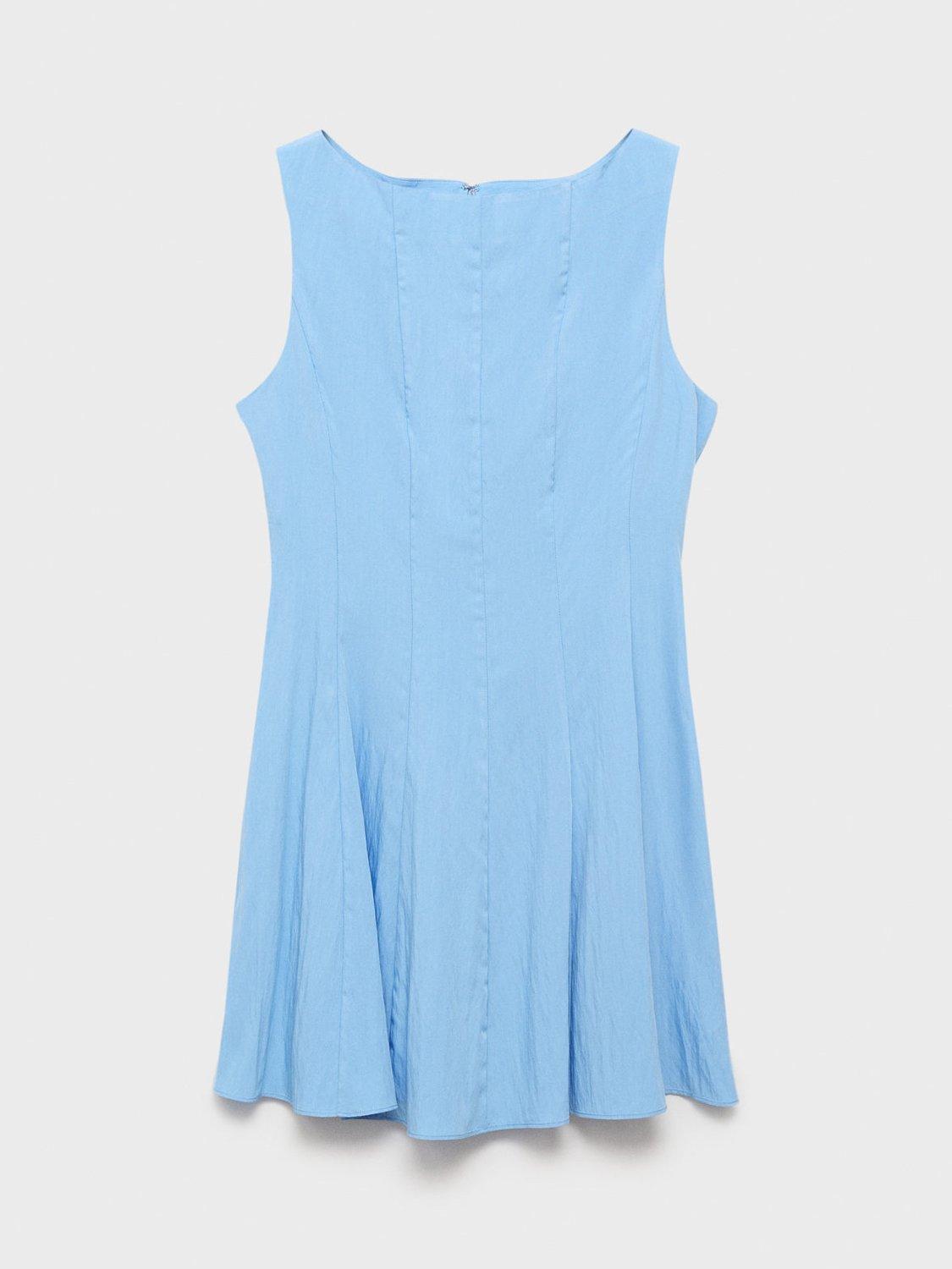 Product image 3 of 8, which shows Mango Terry Boat Neck Sleeveless Mini Dress, Medium Blue, 12