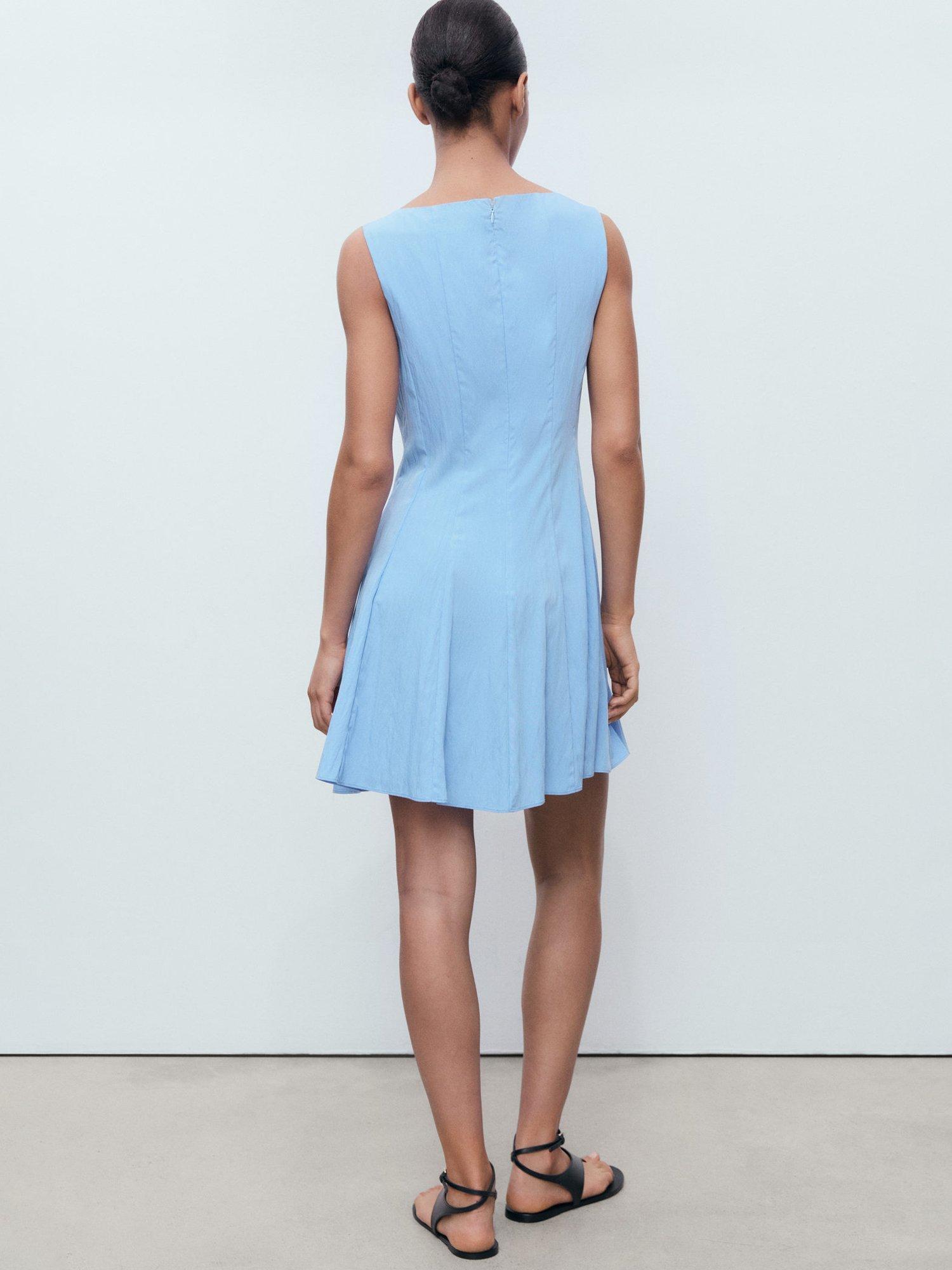 Product image 4 of 8, which shows Mango Terry Boat Neck Sleeveless Mini Dress, Medium Blue, 12