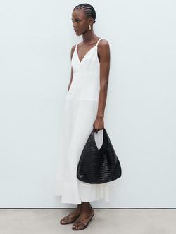 Mango Trenza V-Neck Strappy Dress, White - view 2, White