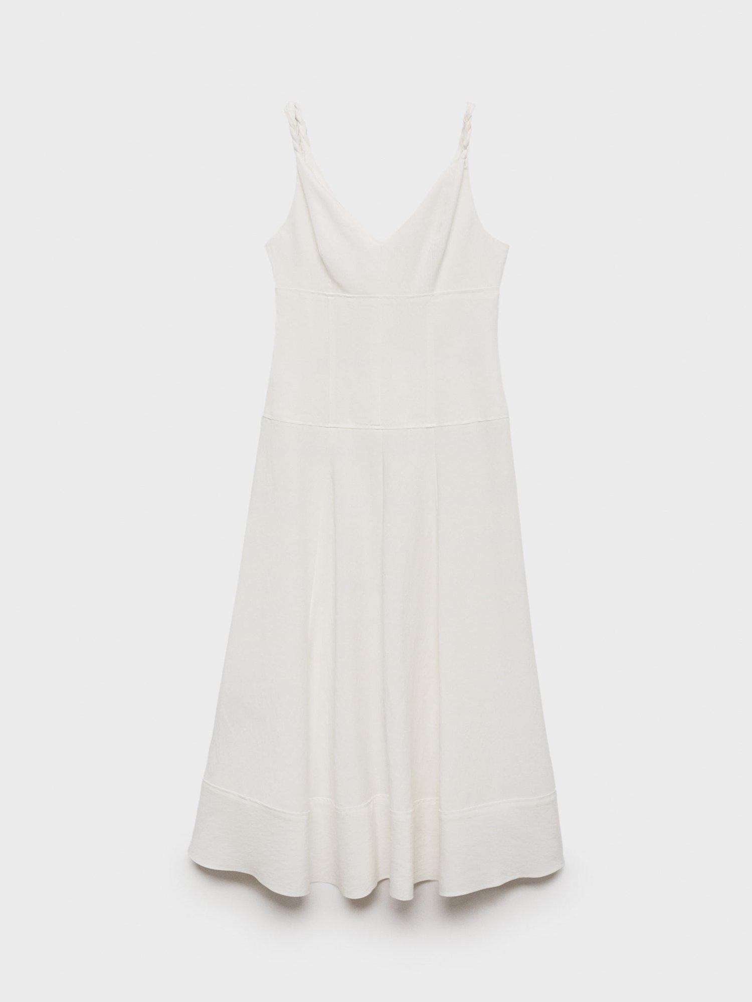 Product image 3 of 8, which shows Mango Trenza V-Neck Strappy Dress, White, 10