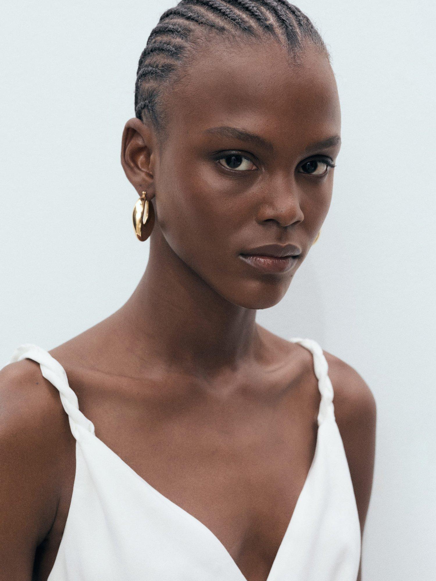 Product image 6 of 8, which shows Mango Trenza V-Neck Strappy Dress, White, 10