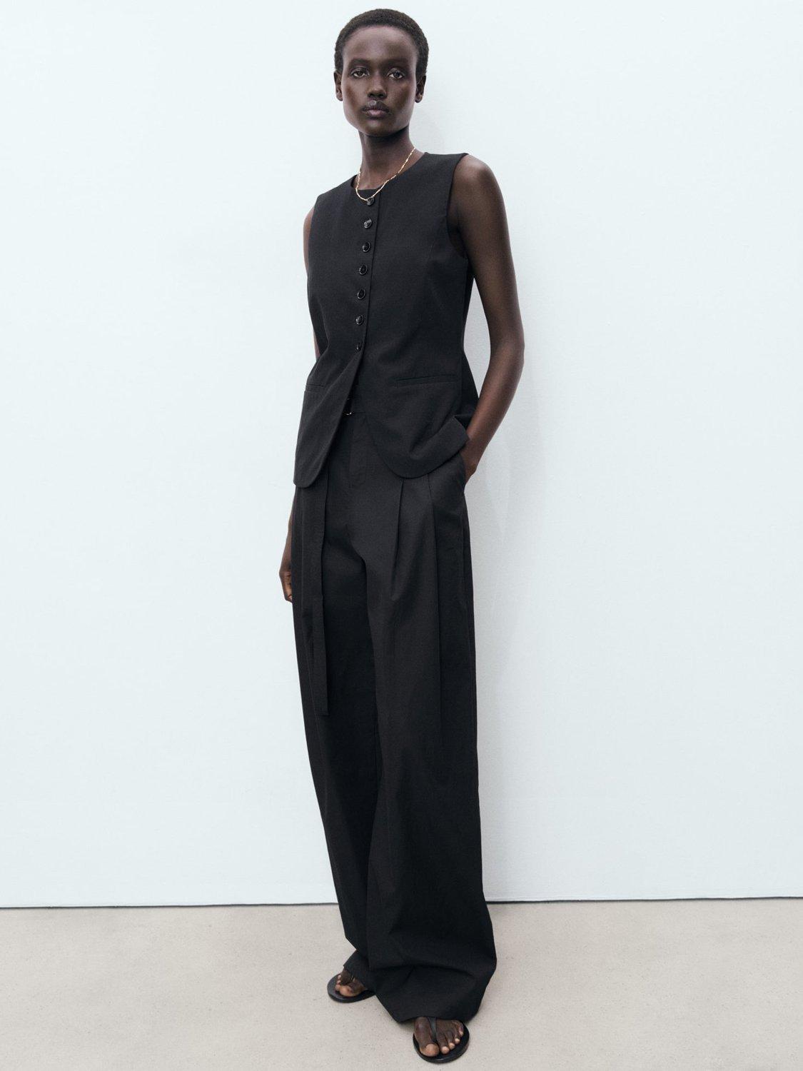 Product image 2 of 7, which shows Mango Greta Tailored Waistcoat, Black, XXS