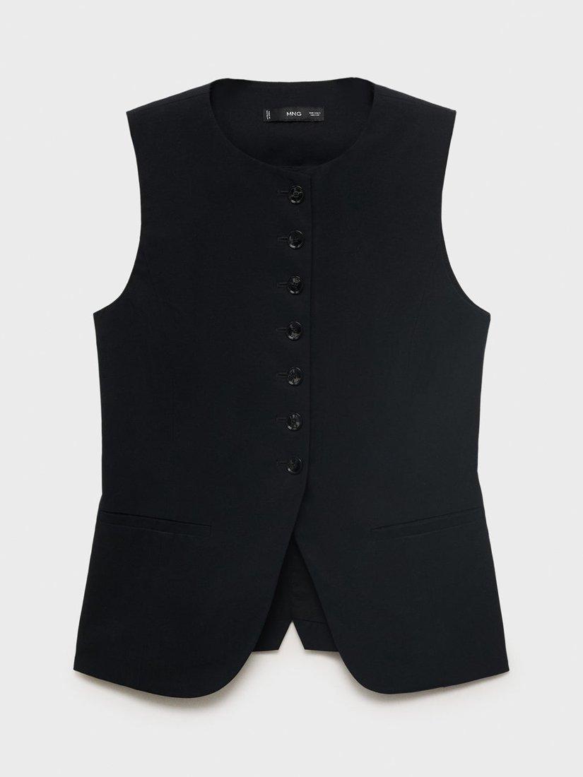 Product image 3 of 7, which shows Mango Greta Tailored Waistcoat, Black, XXS