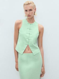 Mango Laguna Linen Blend Suit Waistcoat, Green, Green