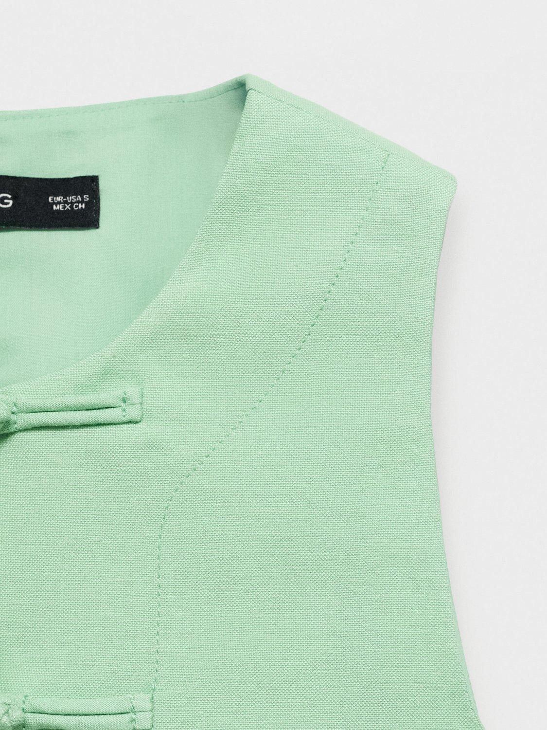 Product image 7 of 7, which shows Mango Laguna Linen Blend Suit Waistcoat, Green, L