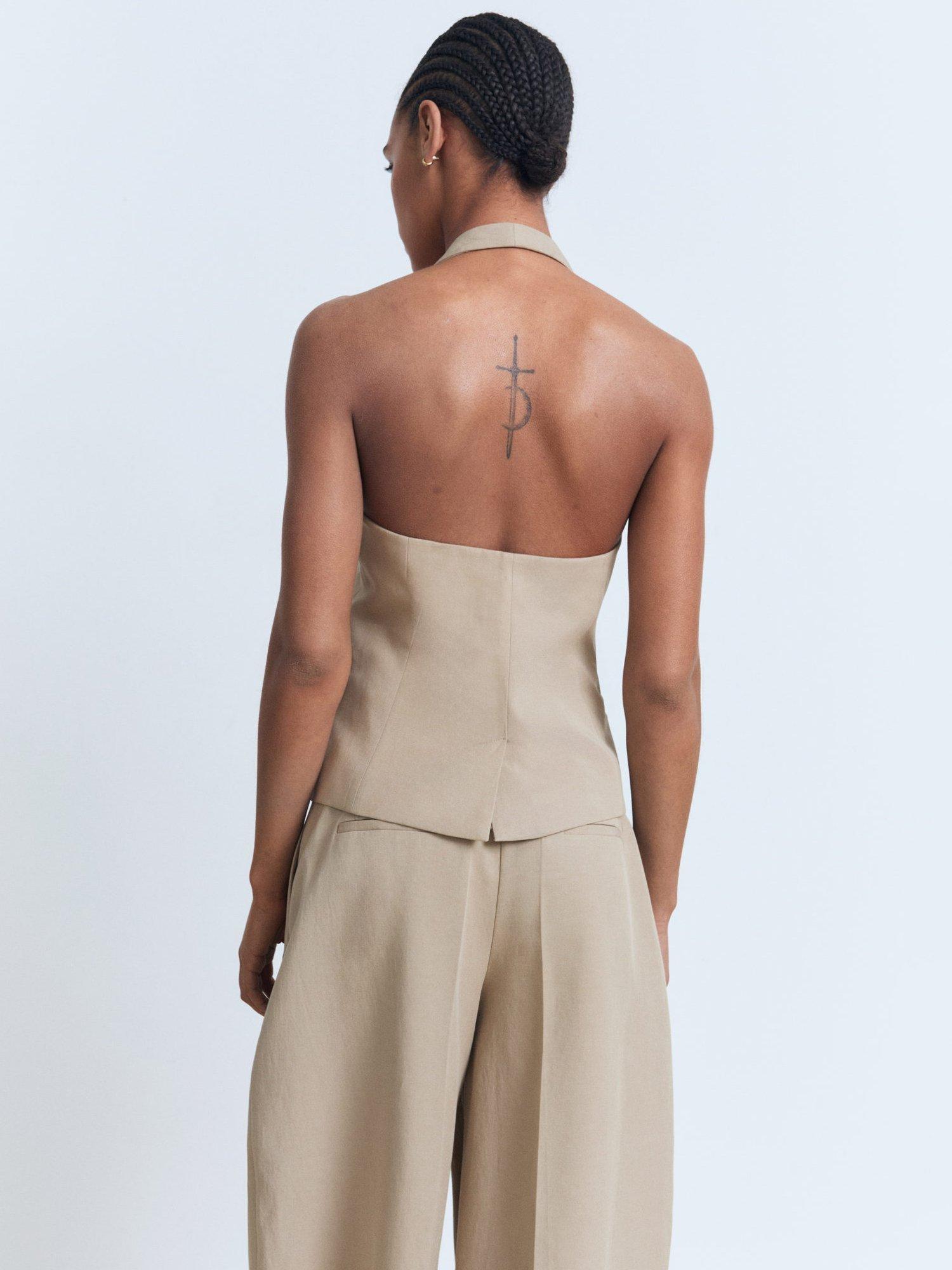 Product image 4 of 8, which shows Mango Olivia Square Neck Waistcoat, Medium Brown, L