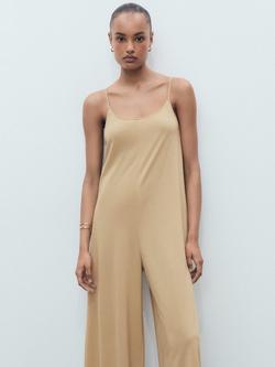 Mango Pat Sleeveless Jumpsuit, Medium Brown