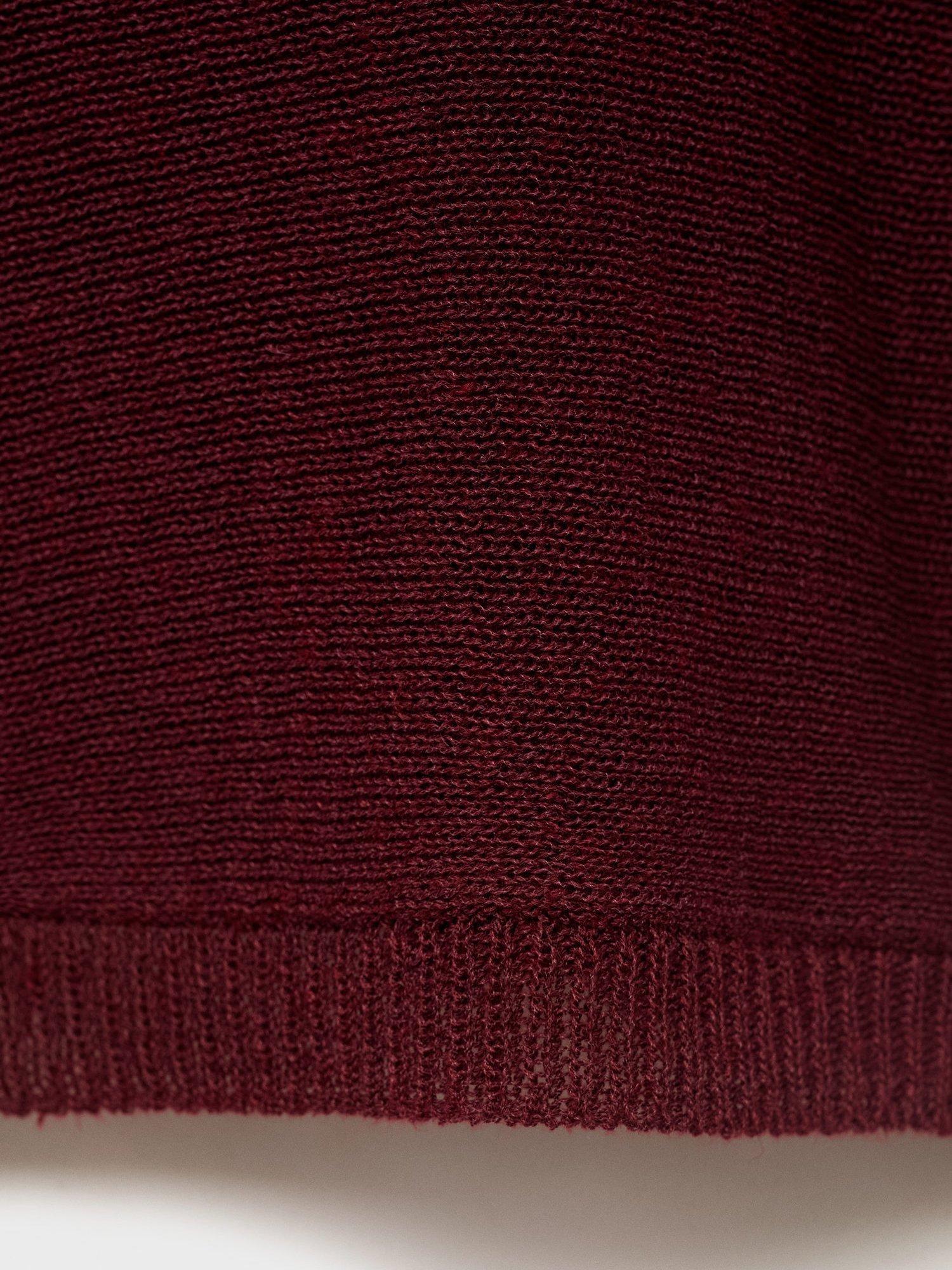 Product image 5 of 8, which shows Mango Aventura Linen Blend Oversized Fine Knit Jumper, Dark Red, S