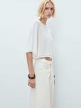 Mango Aventura Linen Blend Oversized Fine Knit Jumper, White