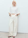 Mango Aventura Linen Blend Oversized Fine Knit Jumper, White