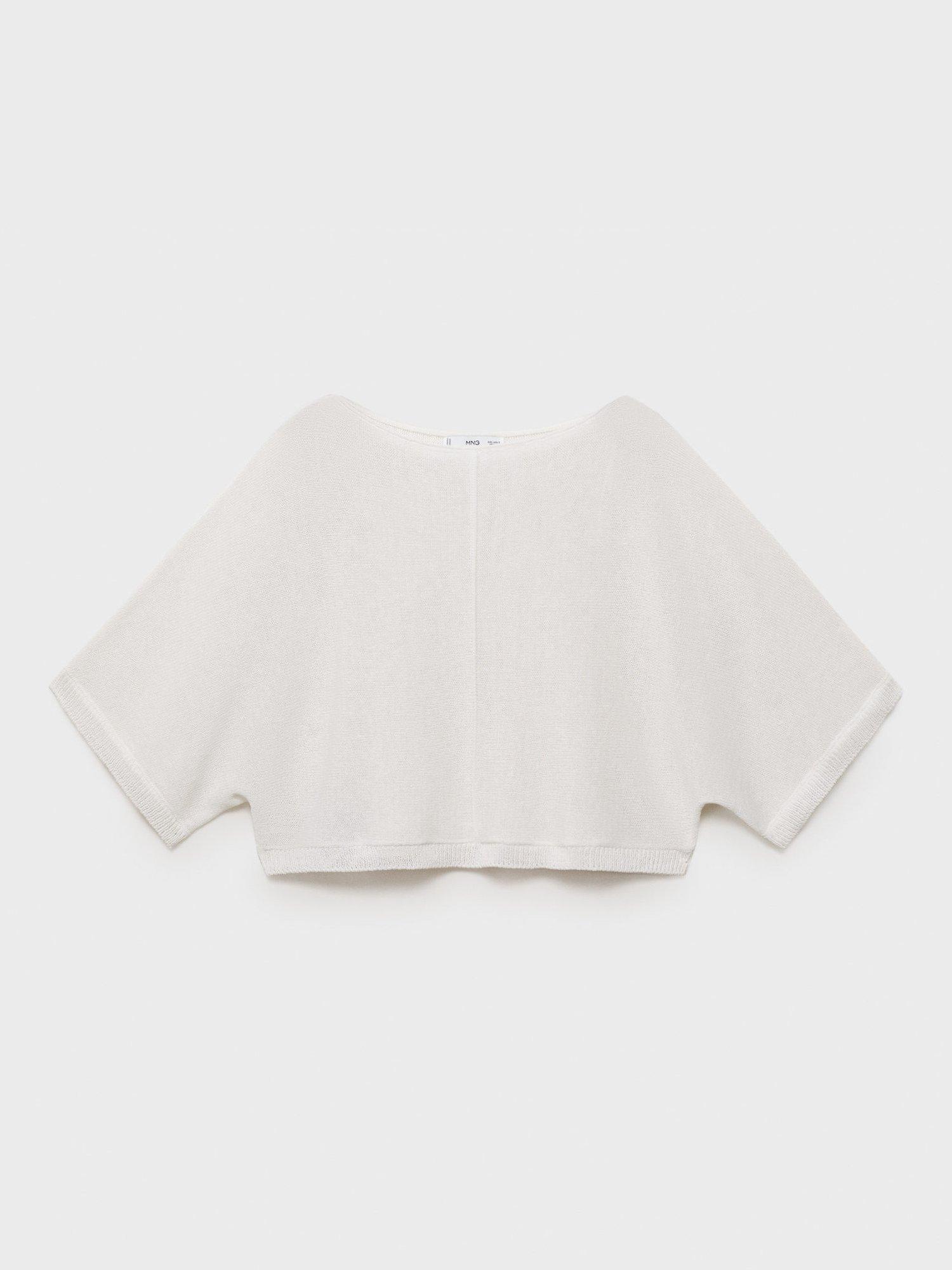 Product image 3 of 7, which shows Mango Aventura Linen Blend Oversized Fine Knit Jumper, White, M