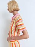 Mango Babylon Crochet Knit Top, Pink/Multi