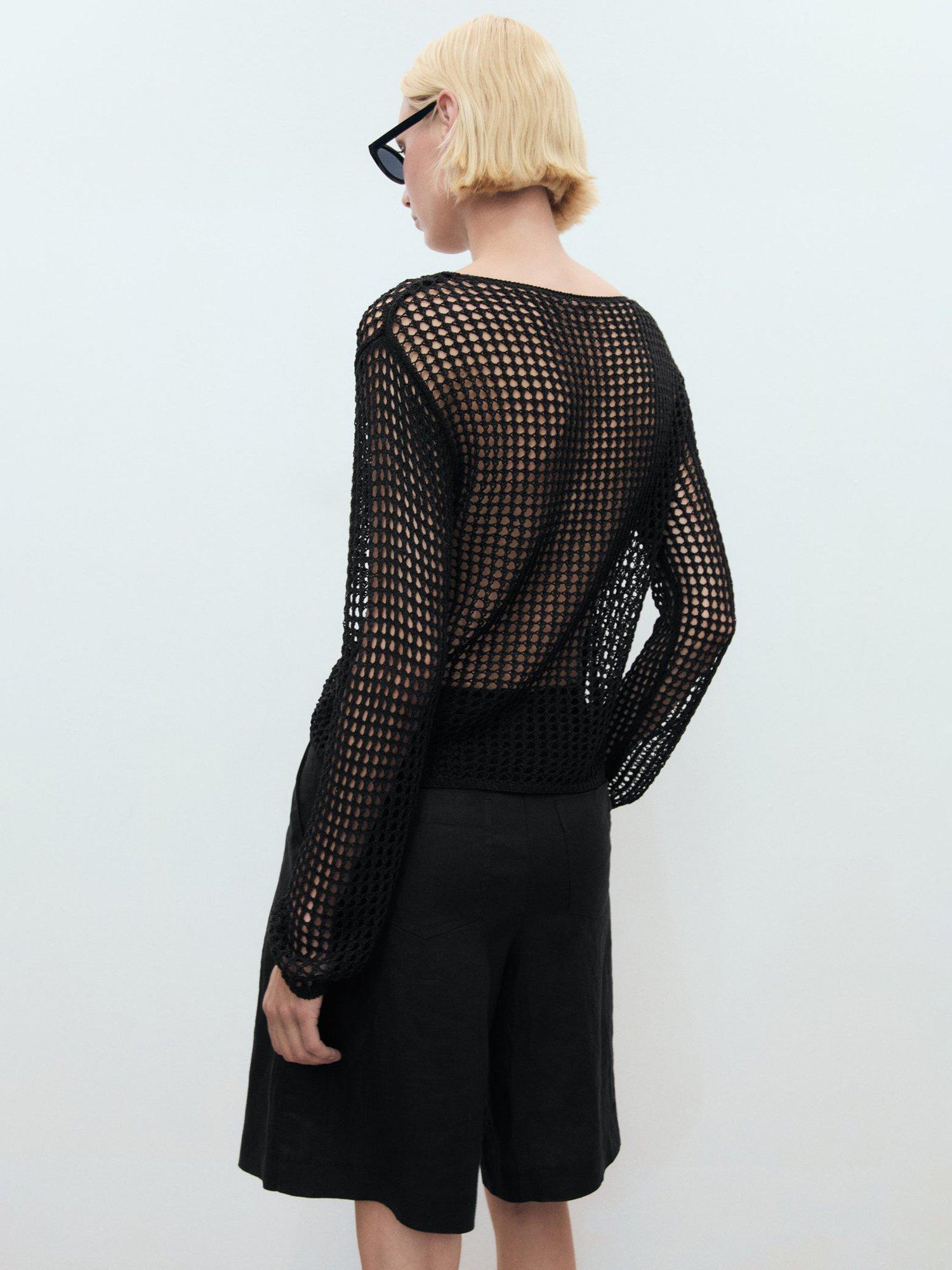 Product image 4 of 8, which shows Mango Borabora Knit Embroidered Jumper, Black, S