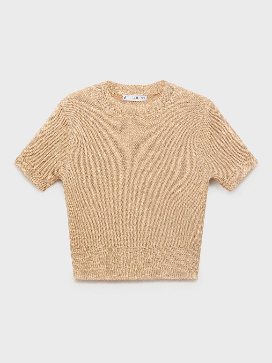 Product image 3 of 7, which shows Mango Romeo Short Sleeve Jumper, Beige, XS
