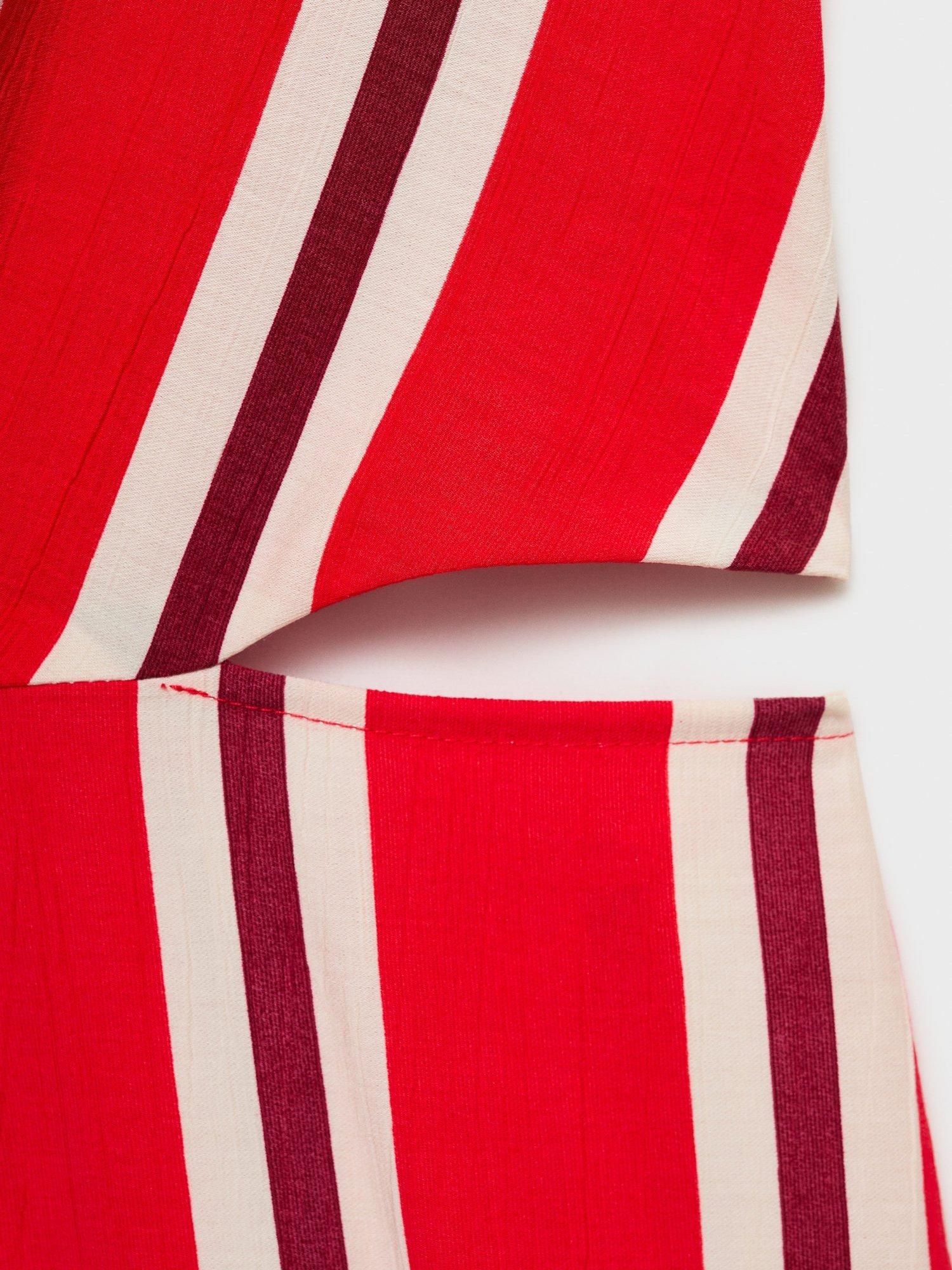Product image 5 of 8, which shows Mango Myko Stripe Cut Out Jumpsuit, Red, L