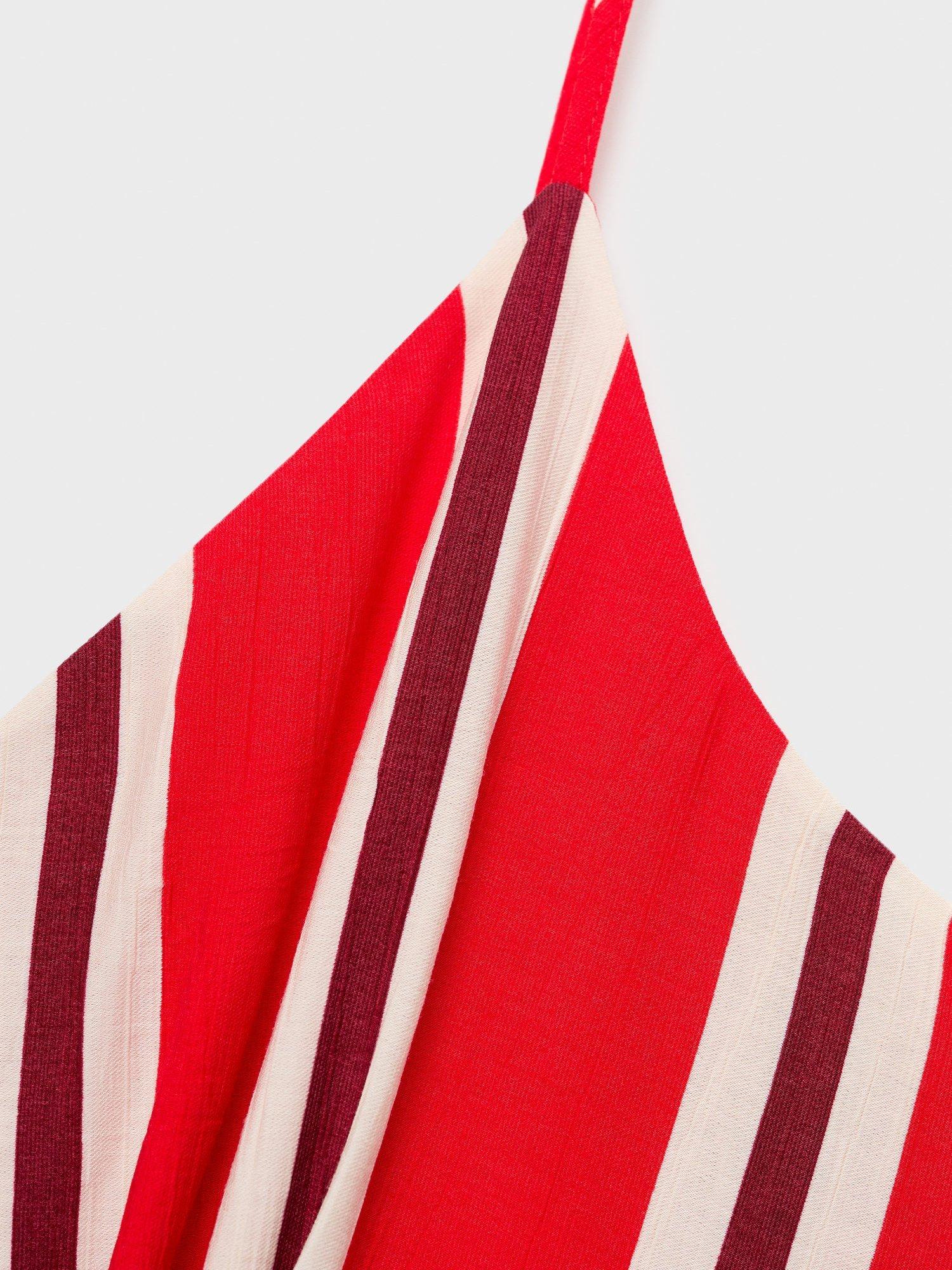 Product image 8 of 8, which shows Mango Myko Stripe Cut Out Jumpsuit, Red, L