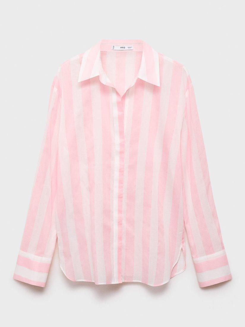 Product image 3 of 6, which shows Mango Linea Stripe Long Sleeve Shirt, Pastel Pink/Multi, 4