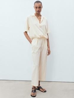 Mango Paper-H Short Sleeve Shirt - view 2, Light Yellow