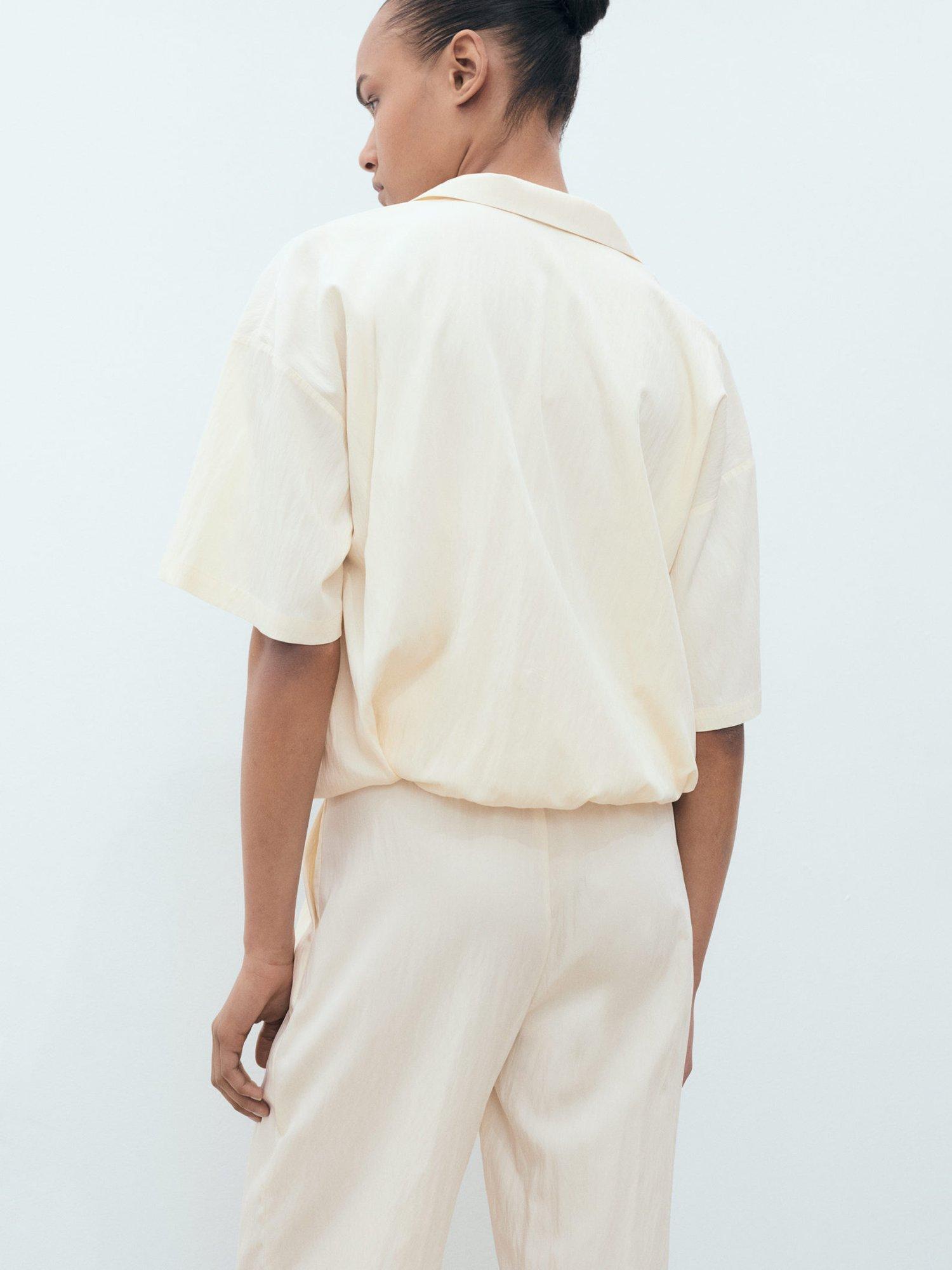 Product image 4 of 8, which shows Mango Paper-H Short Sleeve Shirt, Light Yellow, 6