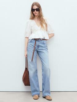 Mango Swirly Embroidered Cotton Blouse - view 2, Natural White