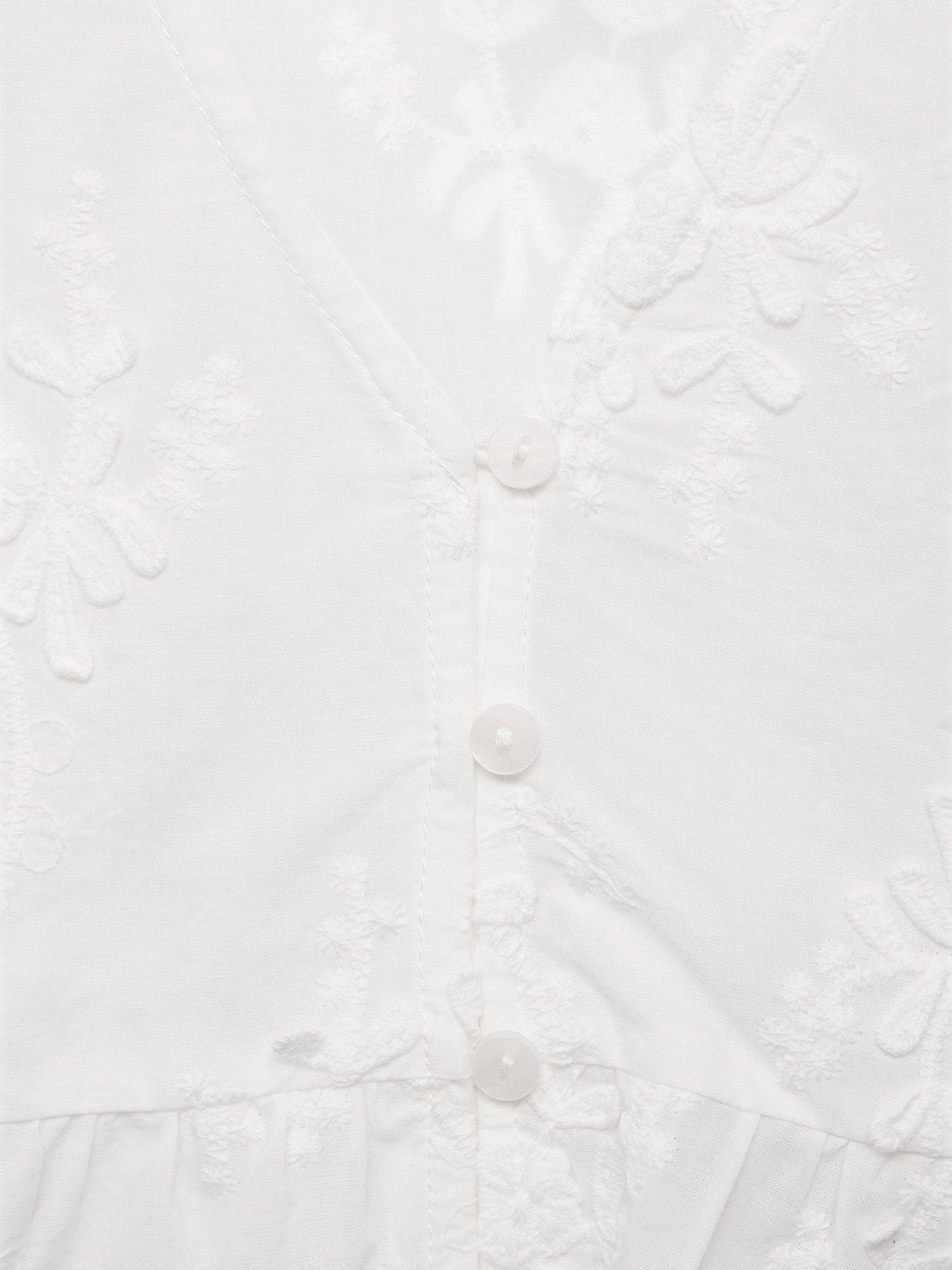 Product image 5 of 7, which shows Mango Swirly Embroidered Cotton Blouse, Natural White, 10