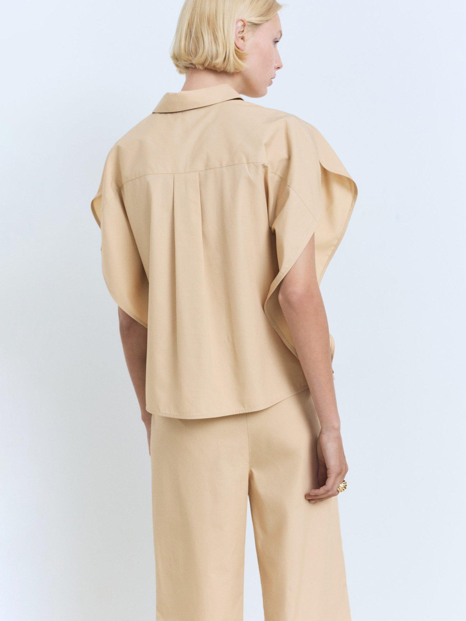 Product image 4 of 8, which shows Mango Tomy-H Cotton Blend Blouse, Medium Brown, 10