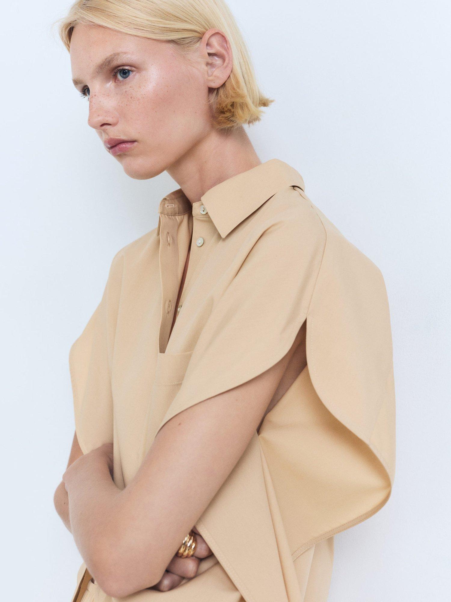 Product image 6 of 8, which shows Mango Tomy-H Cotton Blend Blouse, Medium Brown, 10