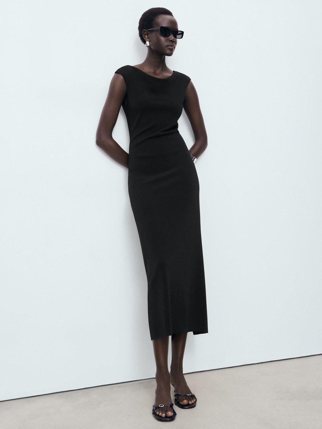 Product image 1 of 8, which shows Mango Backless Midi Dress, Black, 10
