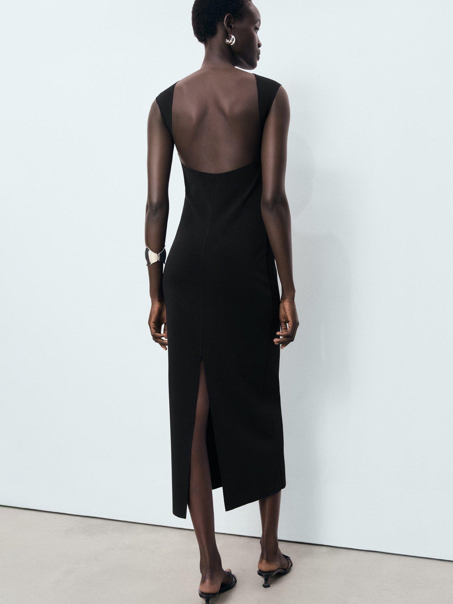 Product image 4 of 8, which shows Mango Backless Midi Dress, Black, 10