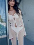 Mango Paqui Crochet Knit Cardigan, Natural White